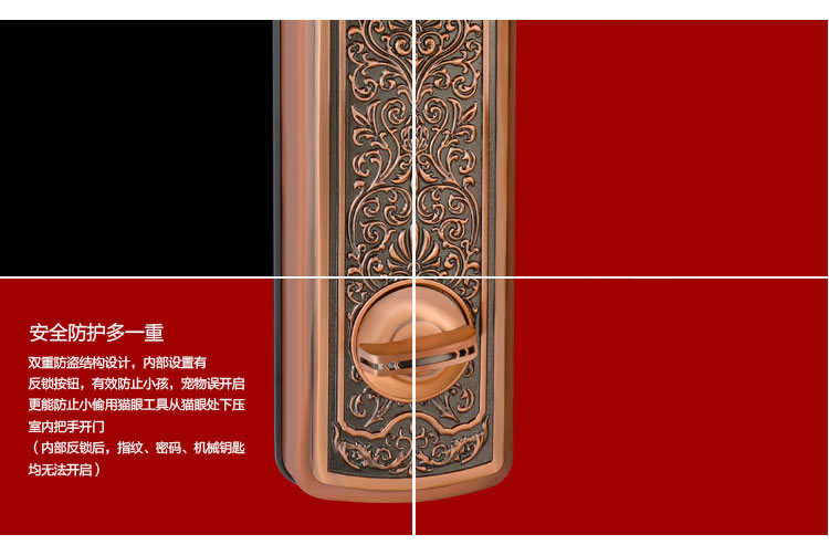 玉蛟龍智能門鎖 智能鎖防窺視輸入、半導體/光學指紋傳感器