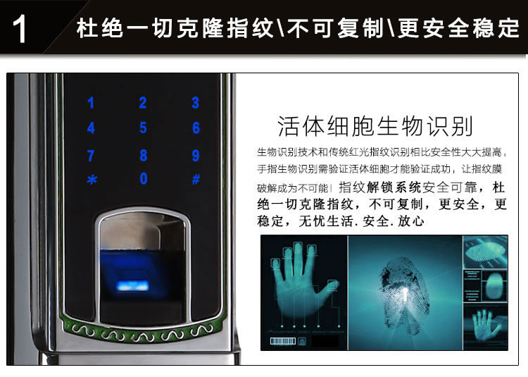 玉蛟龍智能門鎖 智能鎖防窺視輸入、半導體/光學指紋傳感器