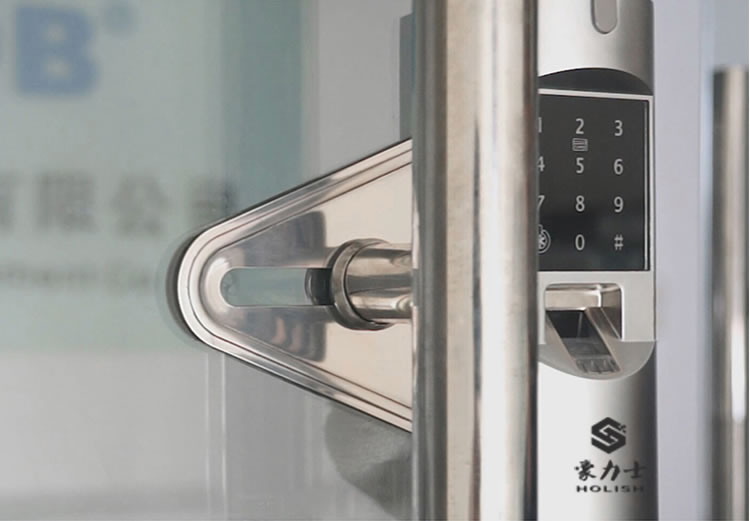 豪力士玻璃門鎖 D2120F手機(jī)感應(yīng)密碼指紋鎖 免孔無拆卸玻璃門智能電子鎖