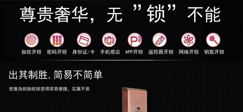 豪力士指紋鎖  L8866F手機感應智能鎖家用防盜大門密碼鎖刷卡智能電子鎖