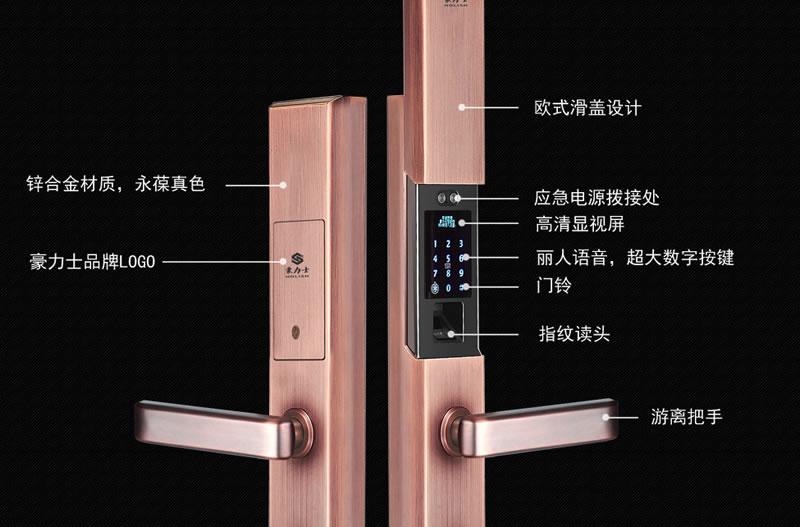 豪力士指紋鎖  L8866F手機感應智能鎖家用防盜大門密碼鎖刷卡智能電子鎖