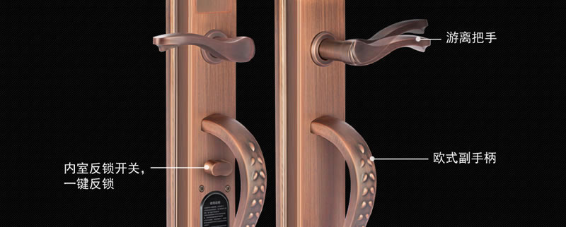 豪力士別墅指紋鎖 手機感應智能家居聯動密碼智能鎖雙開別墅門鎖