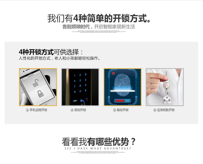 美好家智能鎖 智能遠程遙控門鎖 別墅指紋密碼鎖