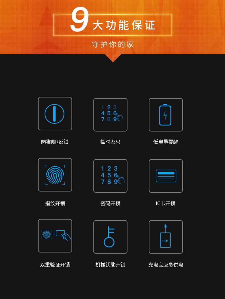 斑點貓指紋鎖 家用防盜門電子密碼鎖