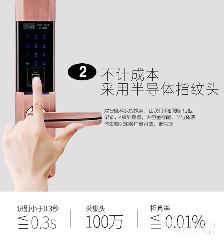 千御物聯智能鎖 滑蓋智能指紋門鎖q7888f