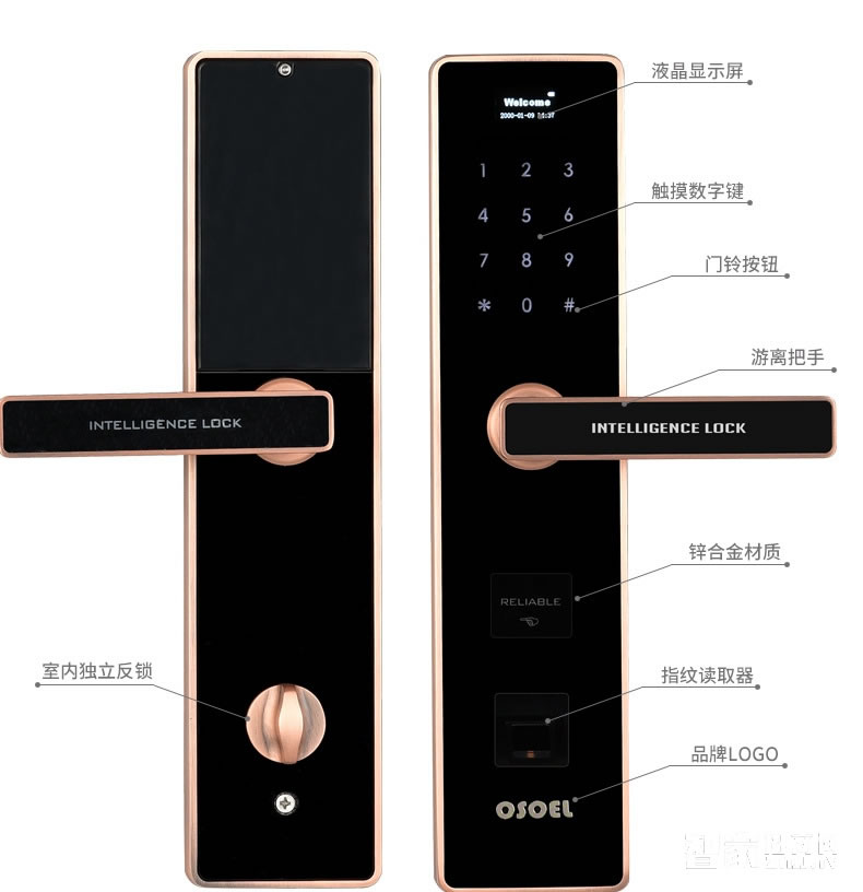 歐索爾智能鎖 指紋鎖密碼鎖 手機感應開鎖