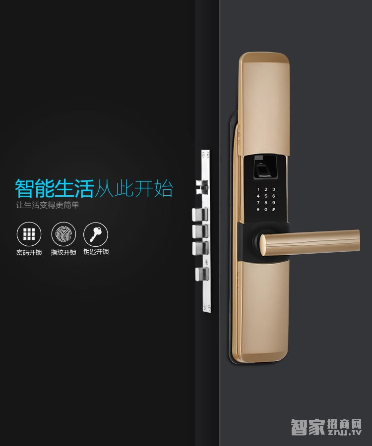 華府指紋密碼鎖 別墅滑蓋電子防盜門鎖