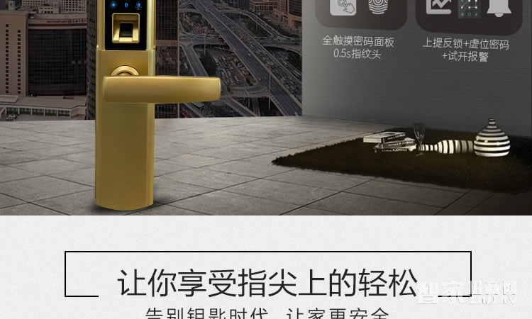 智能屋智能鎖 家用指紋密碼鎖（麗都金）