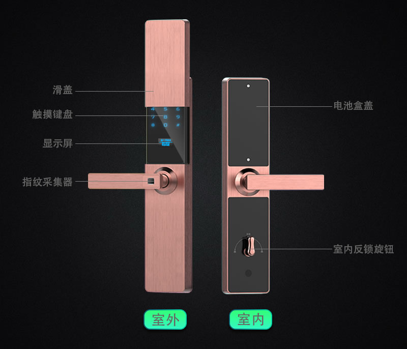 慧星辰智能鎖 半導(dǎo)體指紋密碼紅膜鎖 直板防盜門鎖