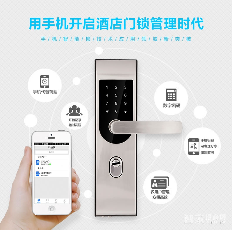 科技俠智能鎖 藍牙智能鎖 酒店門鎖/不銹鋼材質