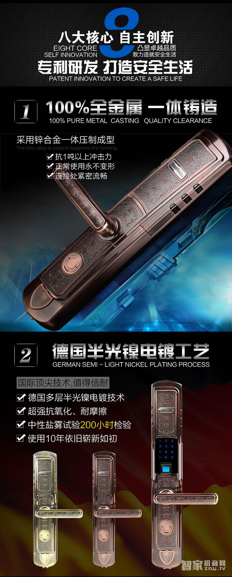 如神家用指紋鎖 防盜指紋密碼鎖 防貓眼開鎖