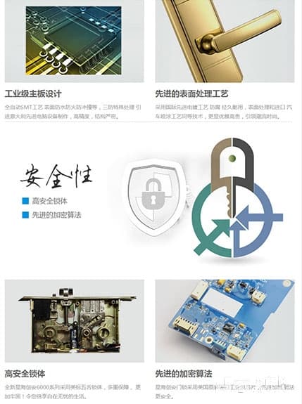 星海創安指紋鎖 防盜電子密碼鎖