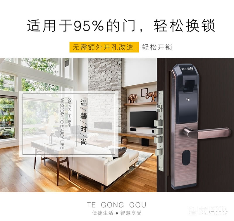 特工狗防盜門鎖智能門鎖指紋密碼鎖全觸屏面板、防復(fù)制指紋