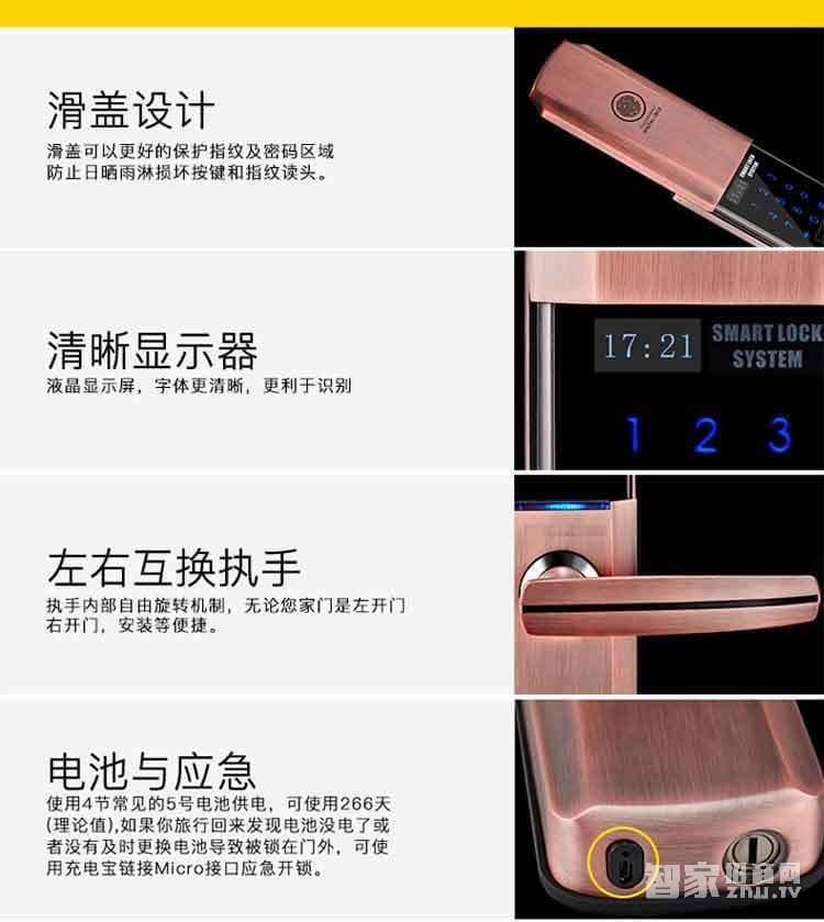 堅甲衛士瑞典指紋頭平滑蓋指紋鎖 密碼刷卡鎖