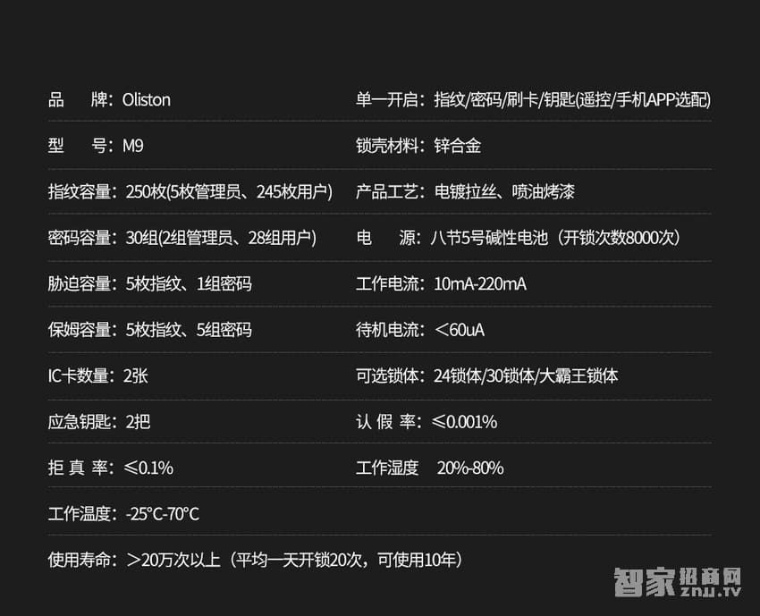 歐萊斯頓指紋鎖智能鎖防盜門家用電子鎖密碼鎖