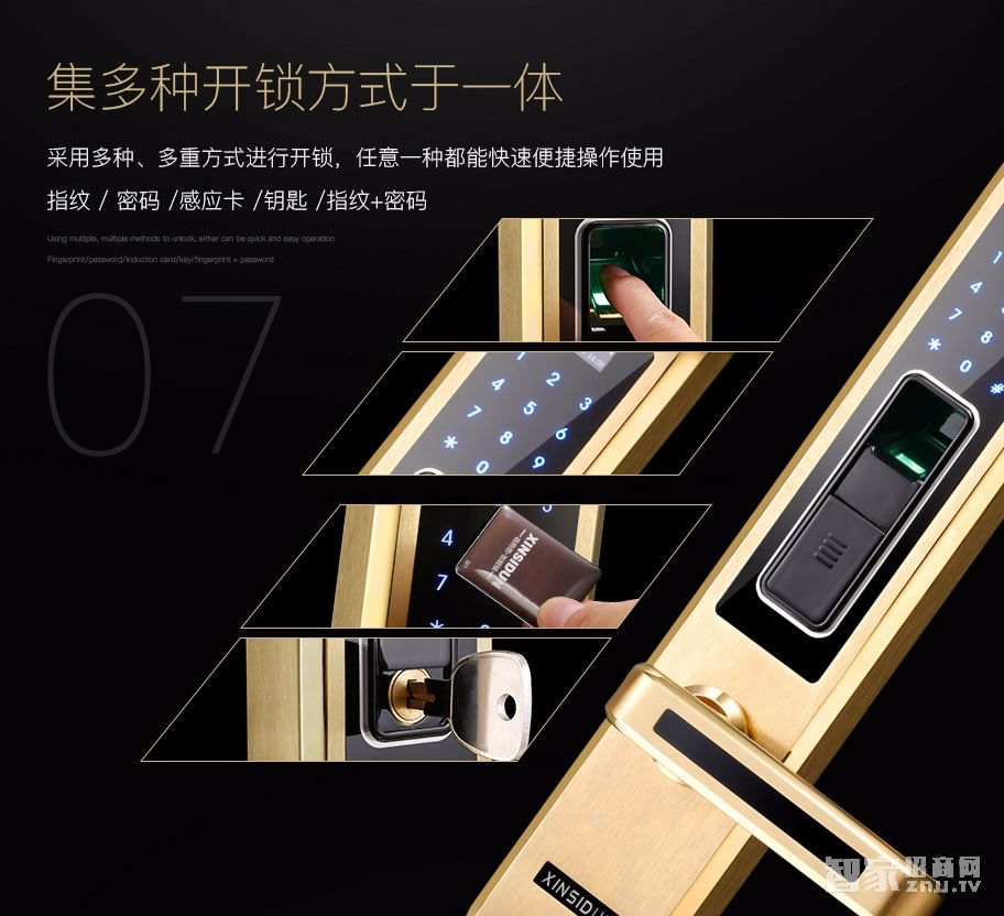 鑫斯盾不銹鋼指紋密碼鎖 家用防盜智能門鎖