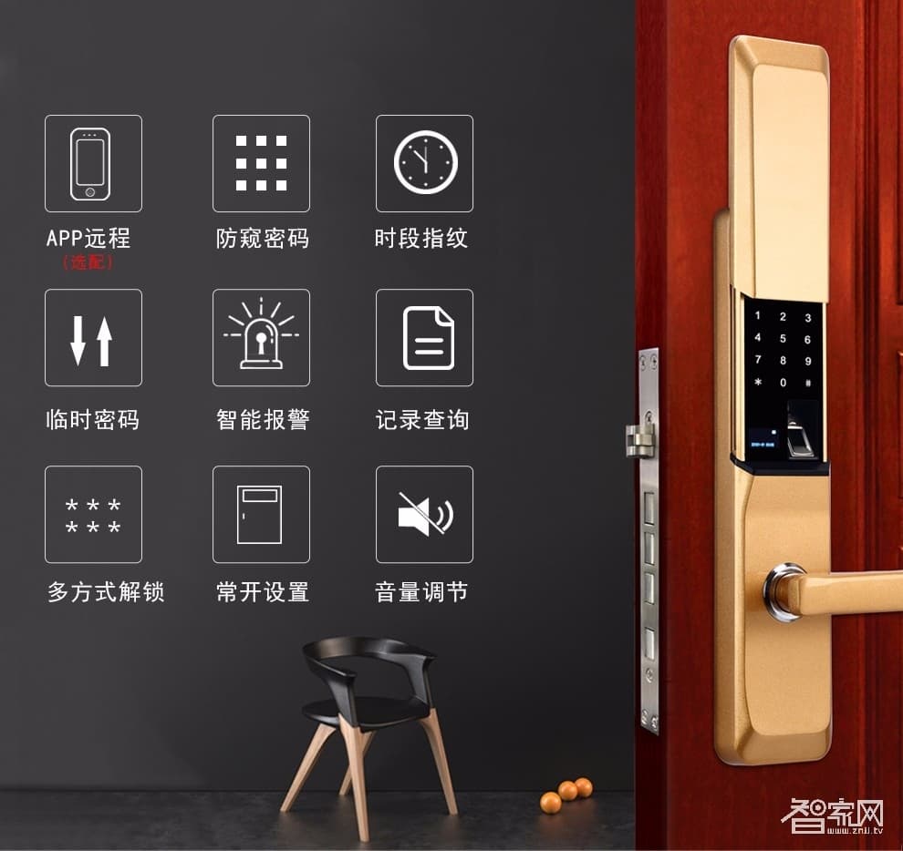 特工狗 指紋鎖防盜門電子密碼鎖 刷卡感應鎖 智能門鎖 APP智能版 TGG-6806紅古銅