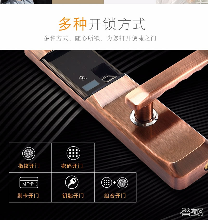 特工狗 指紋鎖防盜門電子密碼鎖 刷卡感應鎖 智能門鎖 APP智能版 TGG-6806紅古銅