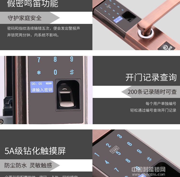 卡多利亞指紋鎖 家用防盜門(mén)滑蓋電子鎖 智能指紋密碼鎖