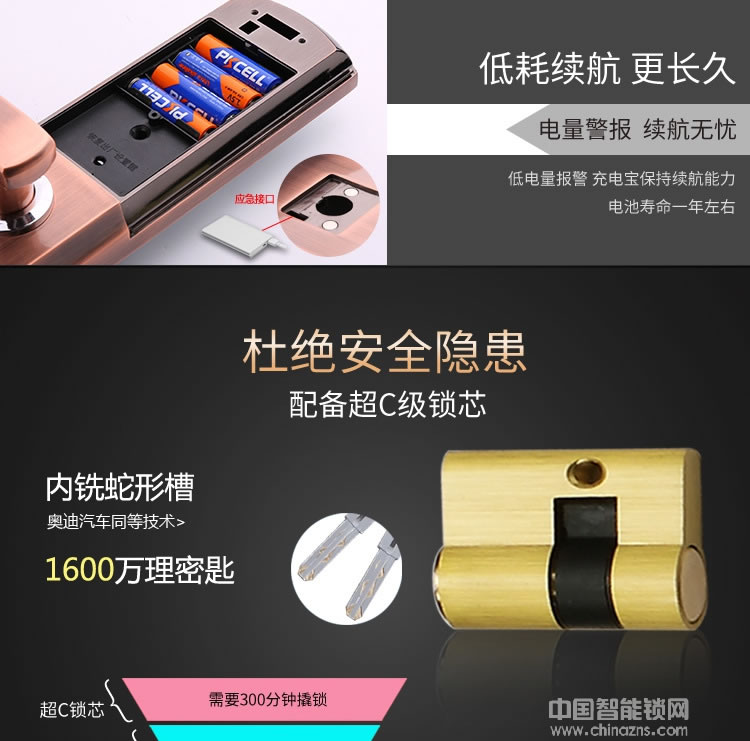 卡多利亞指紋鎖 家用防盜門(mén)滑蓋電子鎖 智能指紋密碼鎖