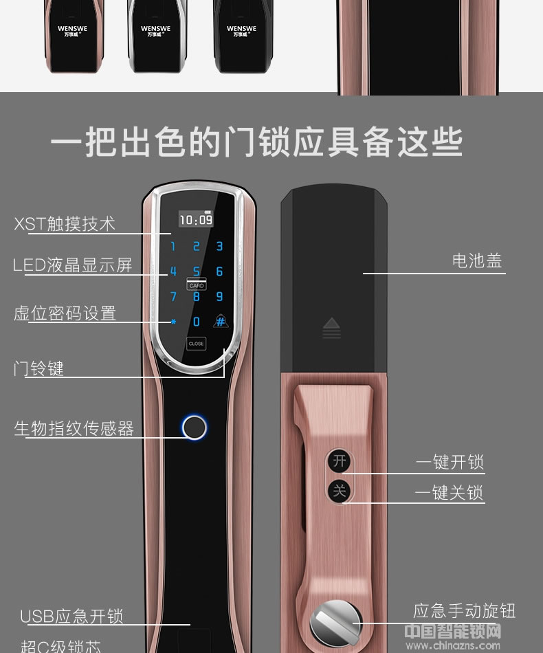萬事威指紋鎖 半導(dǎo)體智能門鎖家用防盜門電子密碼鎖
