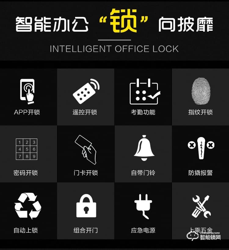 駿奇智能鎖 免開孔玻璃門密碼鎖 智能指紋鎖
