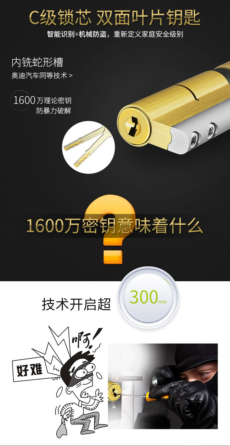 凱帝羅斯家用木門鋅合金密碼鎖 手機遠程電子鎖