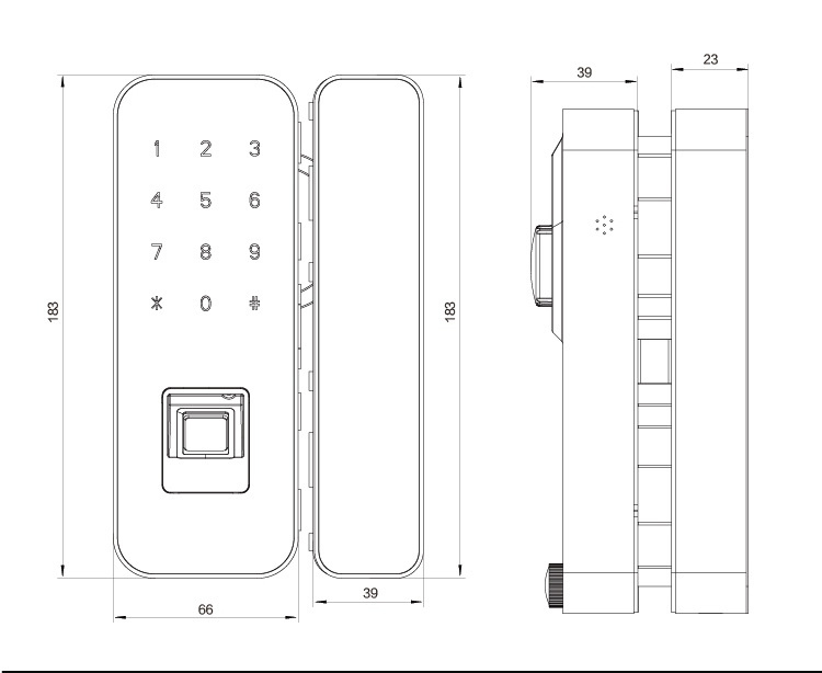 漢谷指紋鎖 辦公室雙開玻璃門指紋密碼門鎖