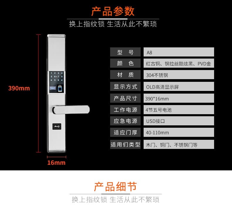 帥榮智能鎖 不銹鋼指紋識別鎖 電子感應(yīng)密碼鎖