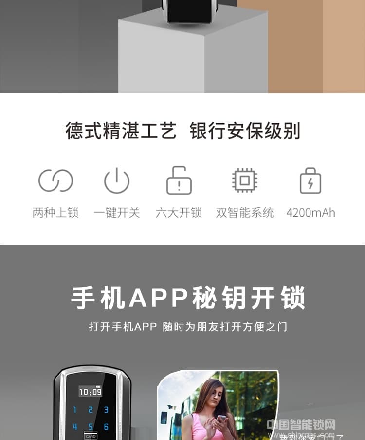 克諾雷智能鎖 鋅合金全自動指紋鎖 半導體指紋密碼鎖