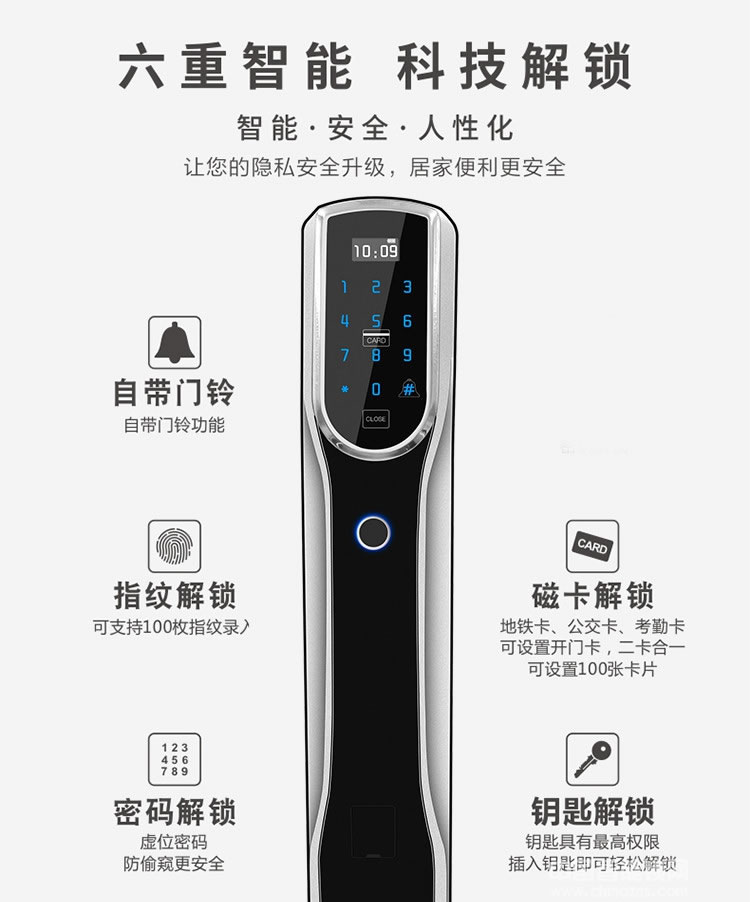 克諾雷智能鎖 鋅合金全自動指紋鎖 半導體指紋密碼鎖