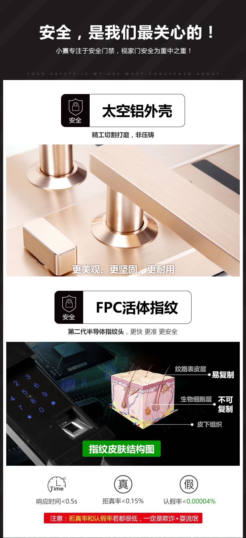 小熹太空鋁滑蓋指紋密碼鎖 防盜門半導(dǎo)體指紋鎖