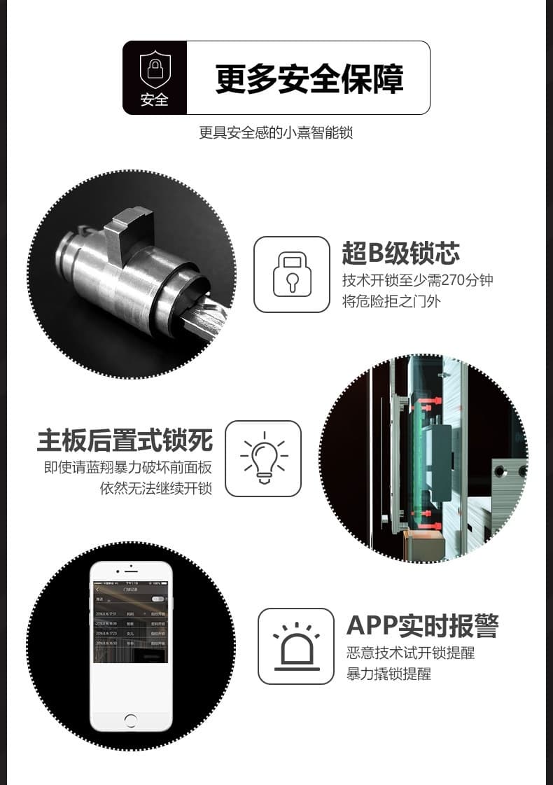 小熹半導體指紋智能鎖 實木門電子密碼鎖