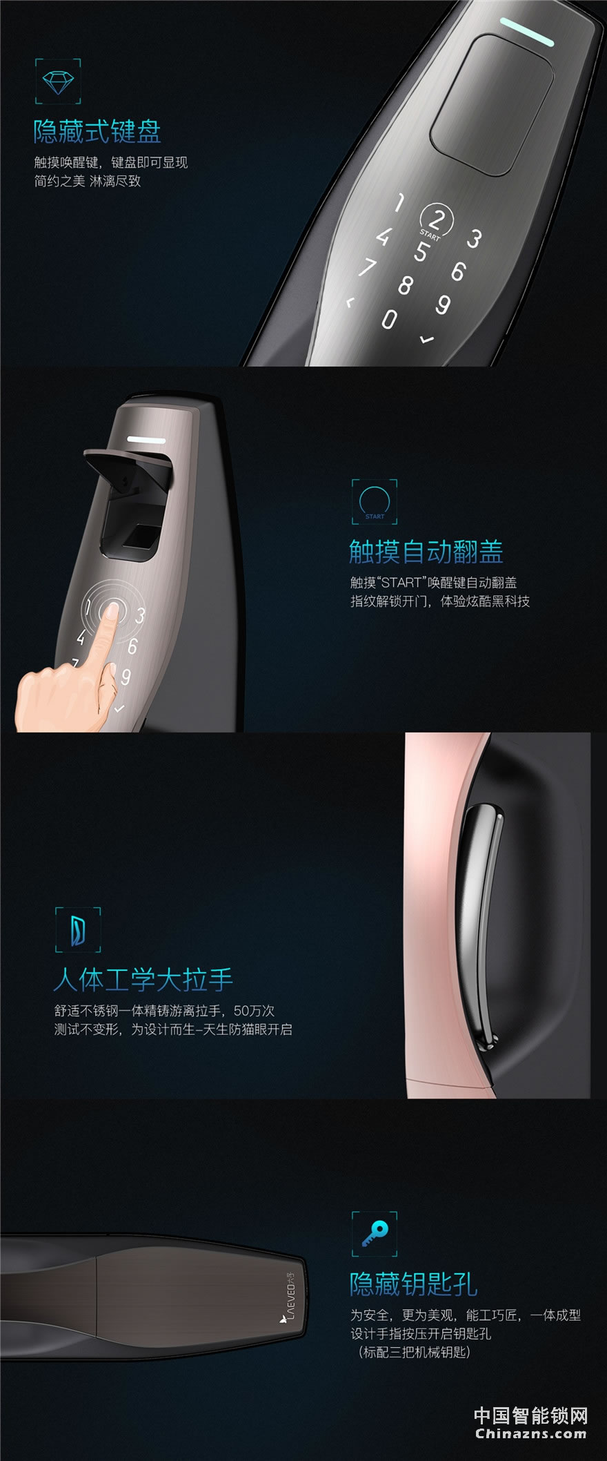 六孚指紋鎖 柏拉圖指紋防盜鎖 自動鎖門/觸摸翻蓋/遠程微信開門