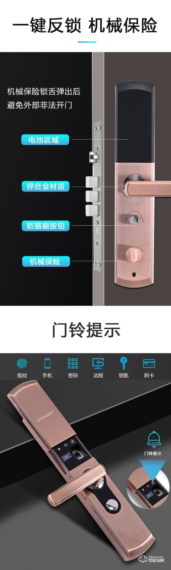 揚子智能鎖 B05半自動家用滑蓋智能鎖