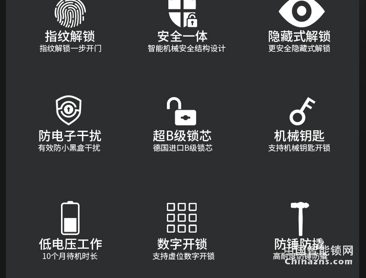 索仕頓全自動滑蓋指紋密碼鎖 別墅家用辦公大門防盜門木門手機APP開鎖