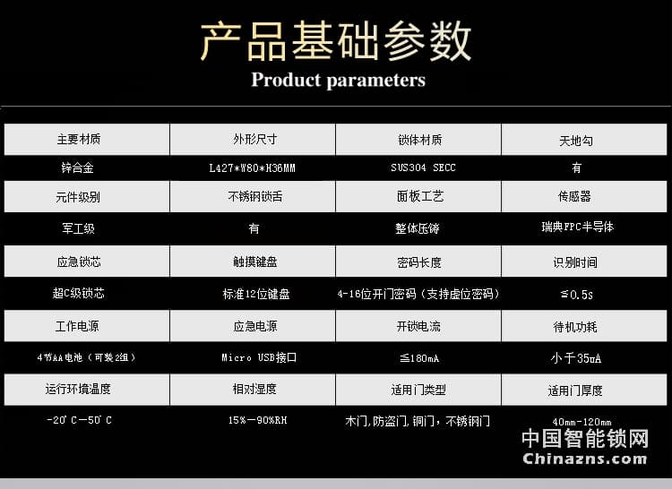 達文西別墅指紋鎖 家用防盜門鎖 大門智能鎖 
