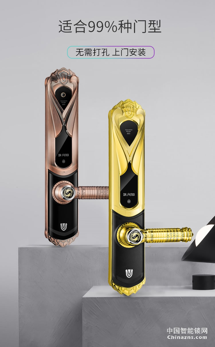 達文西別墅指紋鎖 家用防盜門鎖 大門智能鎖 