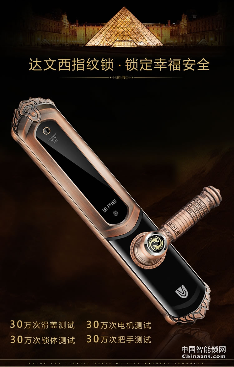 達文西滑蓋智能鎖 101別墅大門指紋鎖 手機APP遠程
