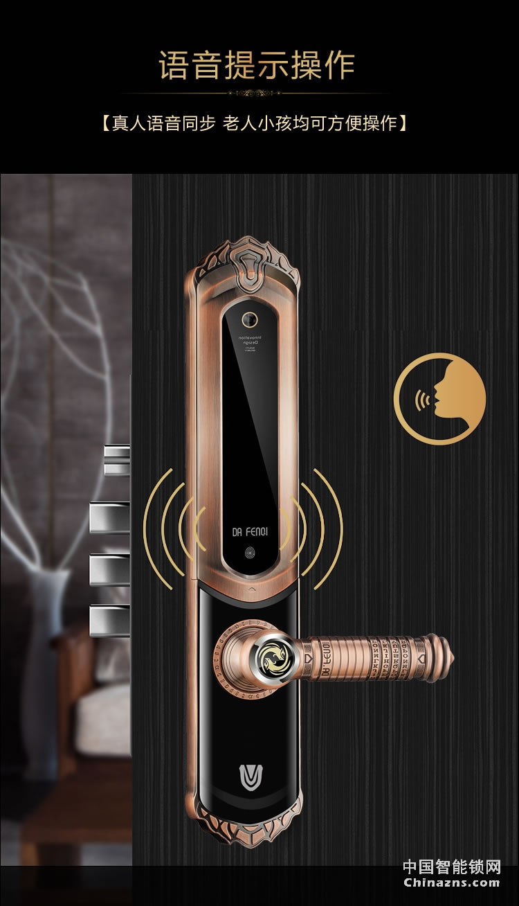 達文西滑蓋智能鎖 101別墅大門指紋鎖 手機APP遠程