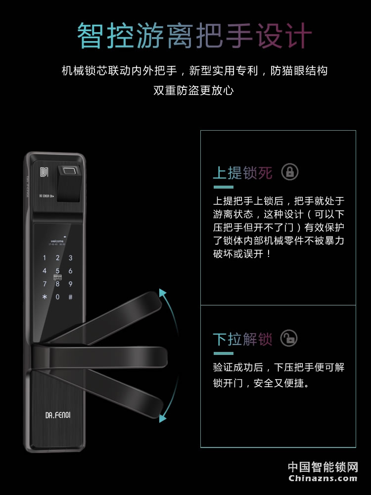 達文西防盜門鎖 510電子智能鎖 微信小程序開門