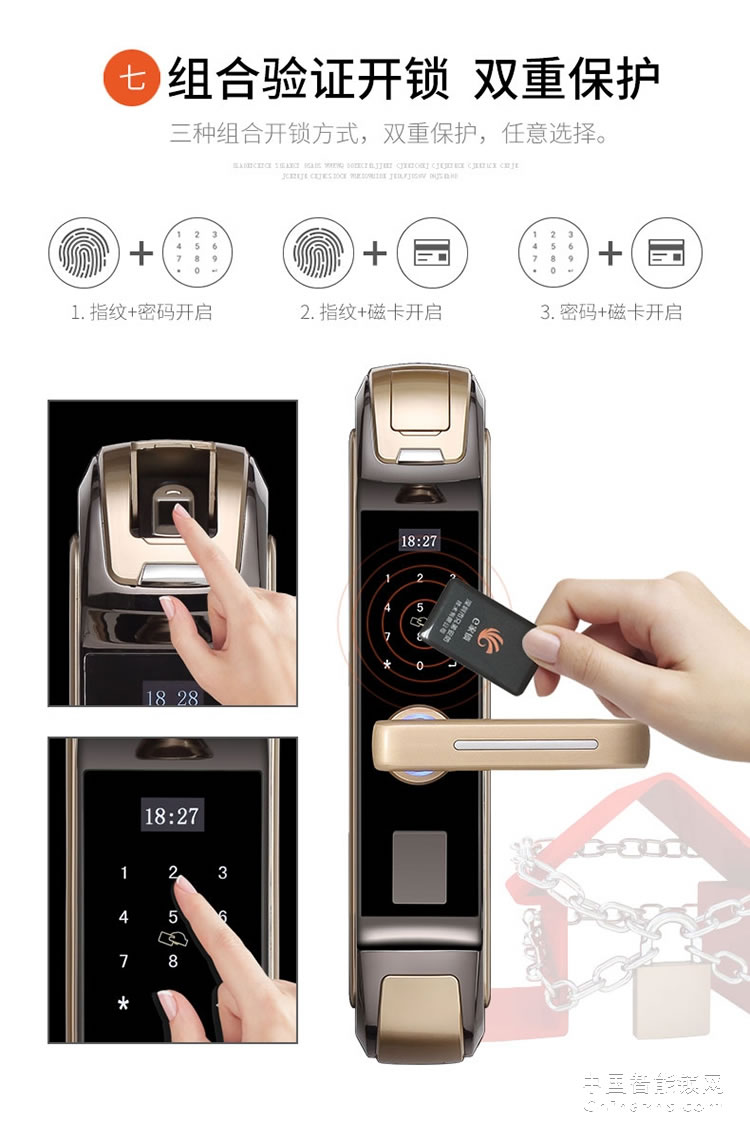 e家鎖7系智能鎖指紋鎖密碼鎖刷卡磁卡鎖電子鎖