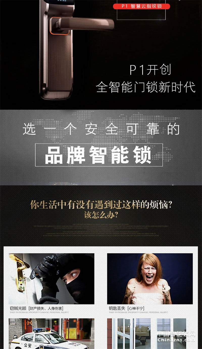 畢加索自動滑蓋指紋鎖 半導體活體指紋 智能門鎖P1