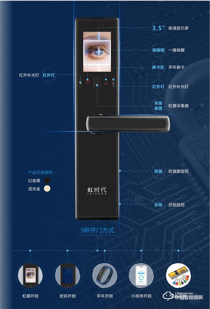 虹時代虹膜識別智能門鎖I3 磁卡密碼鎖