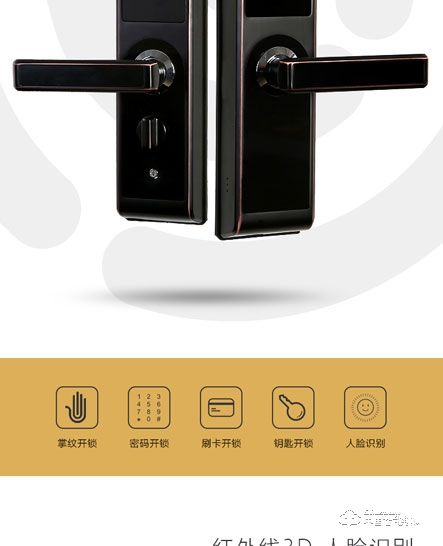 艾瑞斯智能鎖 人臉識別智能鎖 家用防盜密碼鎖