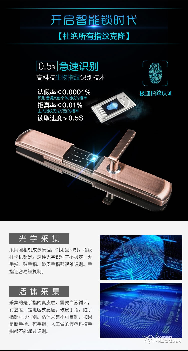 伊派爾滑蓋指紋鎖 智能門(mén)鎖電子鎖 防盜門(mén)智能鎖