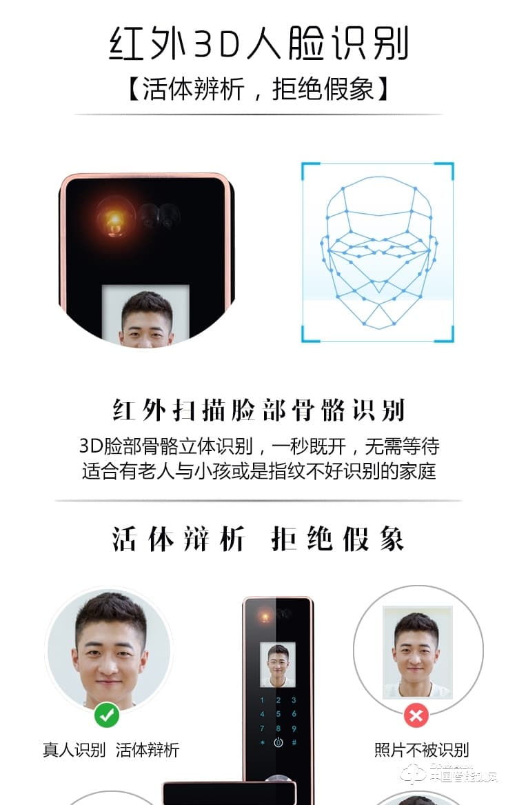 伊派爾指紋鎖 人臉識別掌靜脈指紋鎖家用防盜門鎖密碼鎖智能鎖