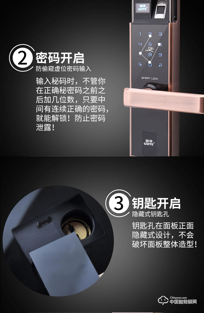固特智能鎖 指紋鎖家用防盜門鎖電子密碼鎖刷卡感應(yīng)鎖