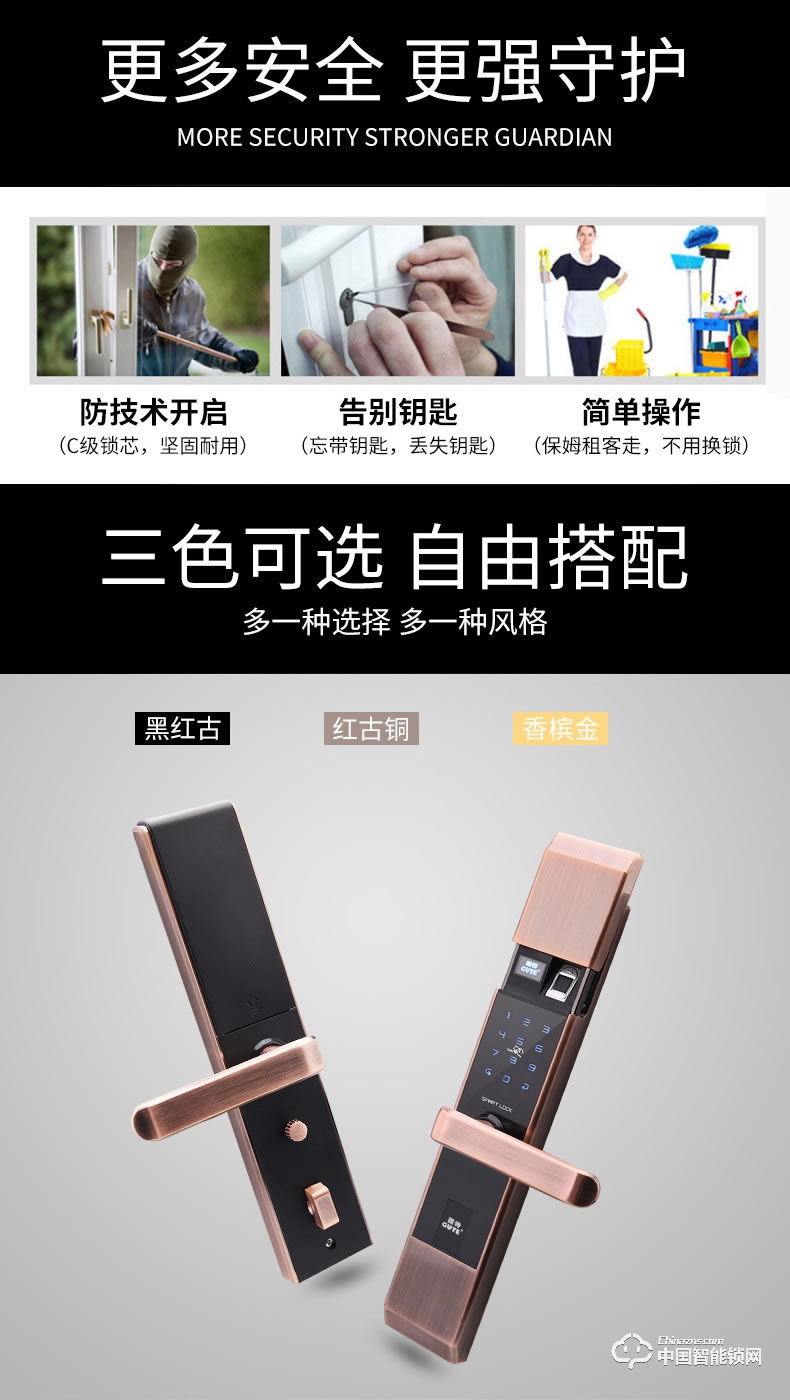 固特智能鎖 指紋鎖家用防盜門鎖電子密碼鎖刷卡感應(yīng)鎖