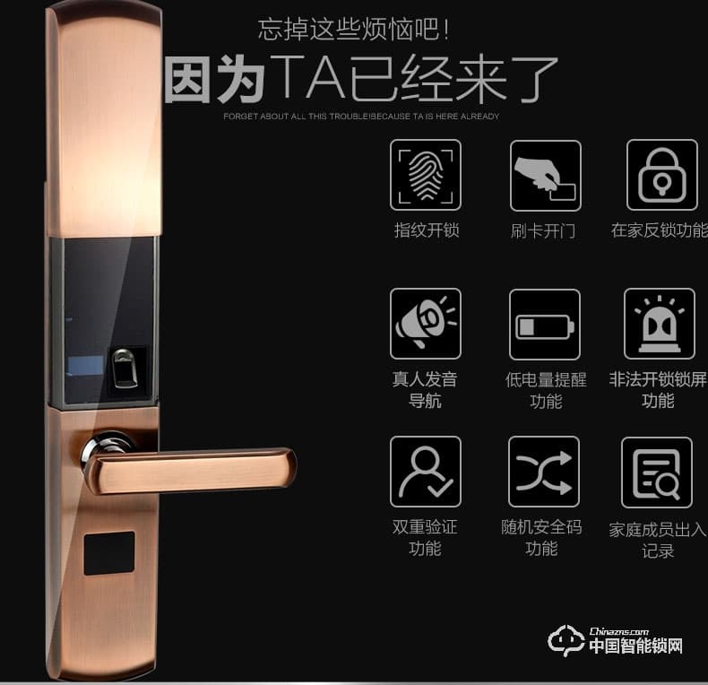 創達至誠指紋鎖 滑蓋指紋密碼鎖 防盜門電子刷卡鎖